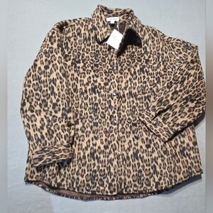 NWT Color Block Leopard Print Teddy Jacket Size Large PTP 24